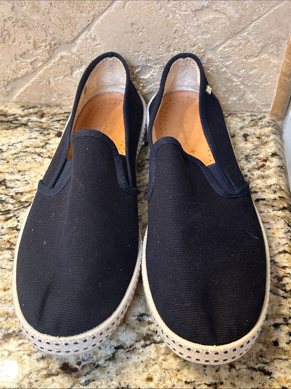 Rivieras Navy Canvas Slip-On Loafers with White Trim EU size 42 made in Spain